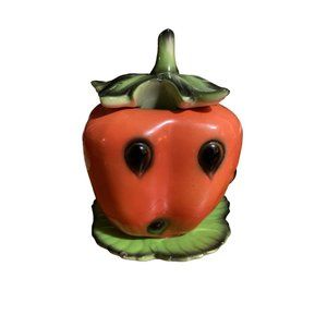 Vintage Goebel Strawberry & Leaf Jam Jar Sugar Bowl READ